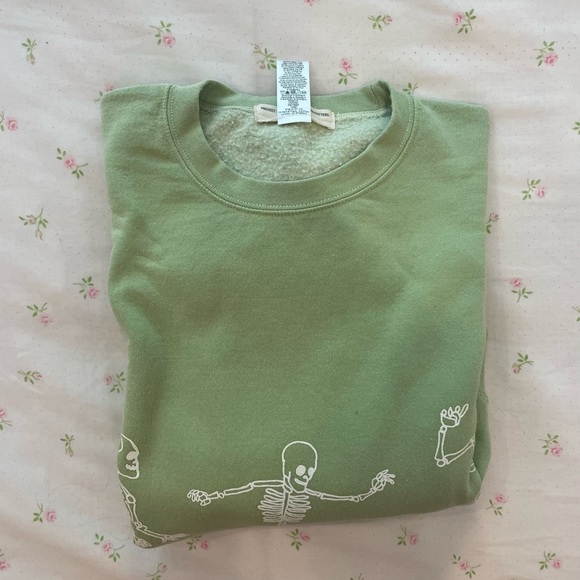 Urban outfitters green oversized hoodie crewneck skeleton - Picture 2 of 5